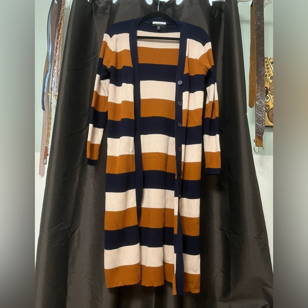 Duster cardigan or sweater dress - chunky stripes, stretchy
